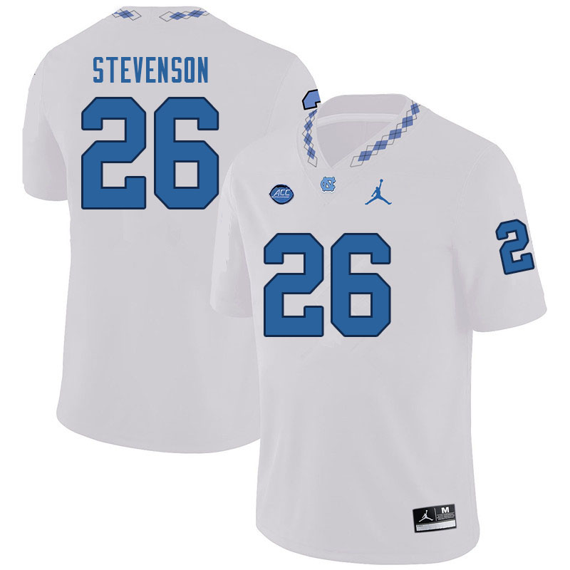 Men #26 Trevion Stevenson North Carolina Tar Heels College Football Jerseys Sale-White
